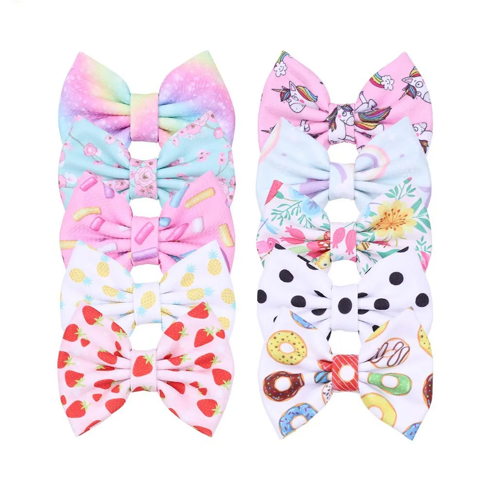 Lovely waffle hair bow waffle print bow clips summer hair bows