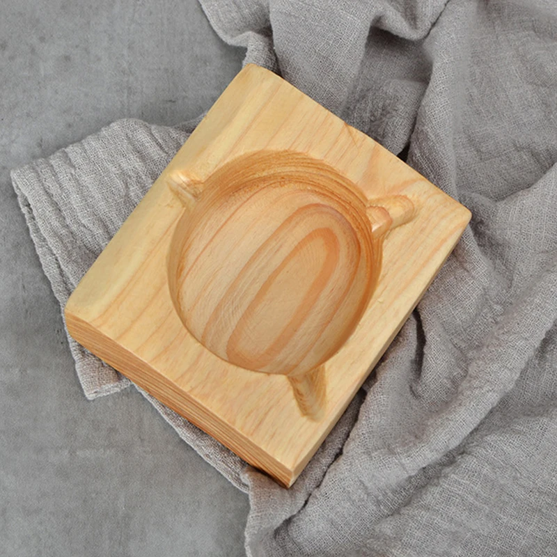 Custom Decorative Creative Wooden Cigar Ashtray Outdoors and Indoors Portable Ash Tray