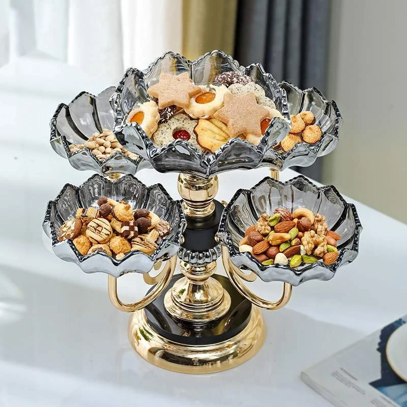 Wedding Gold dry fruit tray luxury Dry Fruit Food Cookies Decoration Tray