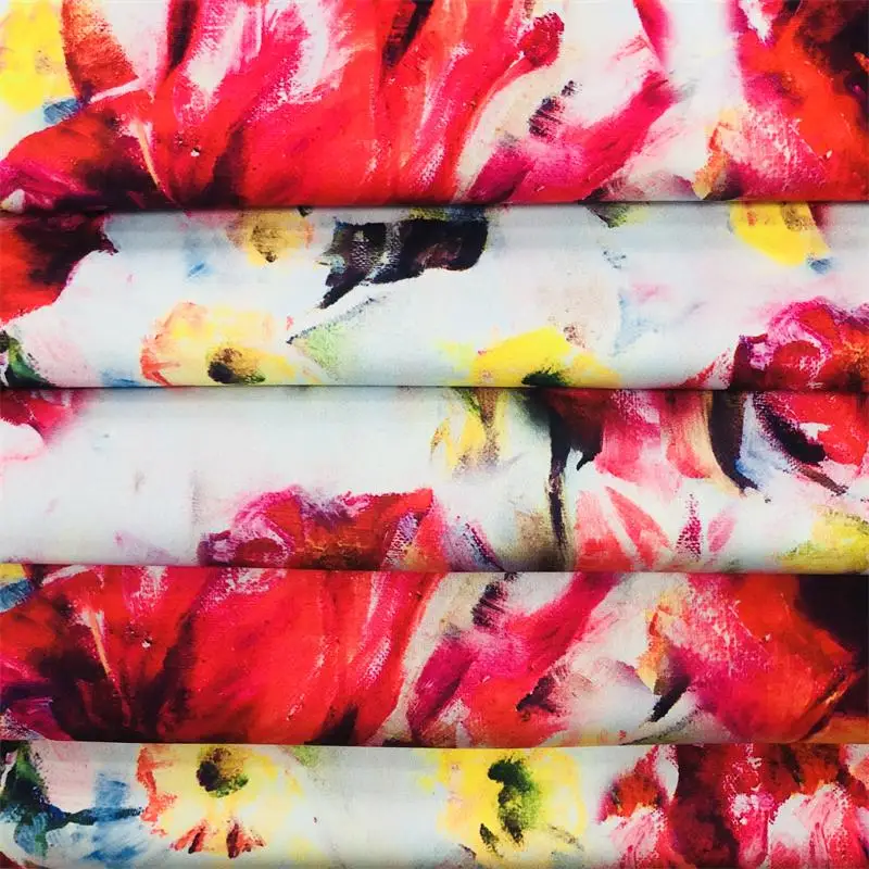 Wholesale Fabrics Suppliers Custom Print Fabric Poly Silk Satin Chiffon Fabric For Dress