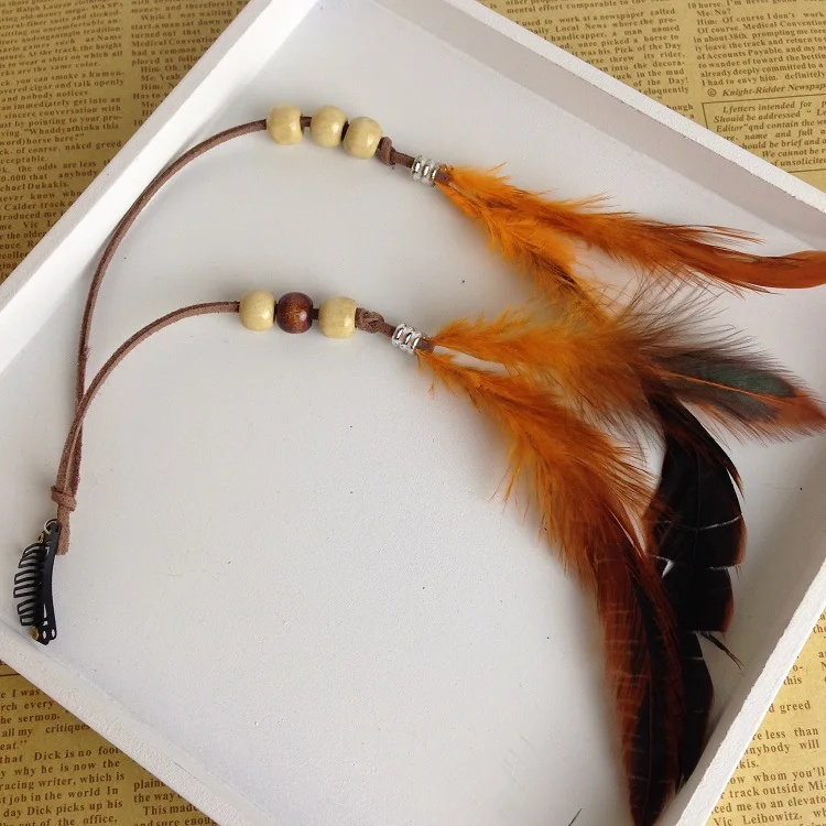 Bohemian Feather Headband Scrunchies Tribal Hair Bands Women Girl Hippie Weaving Hair Accessories Hair Clip