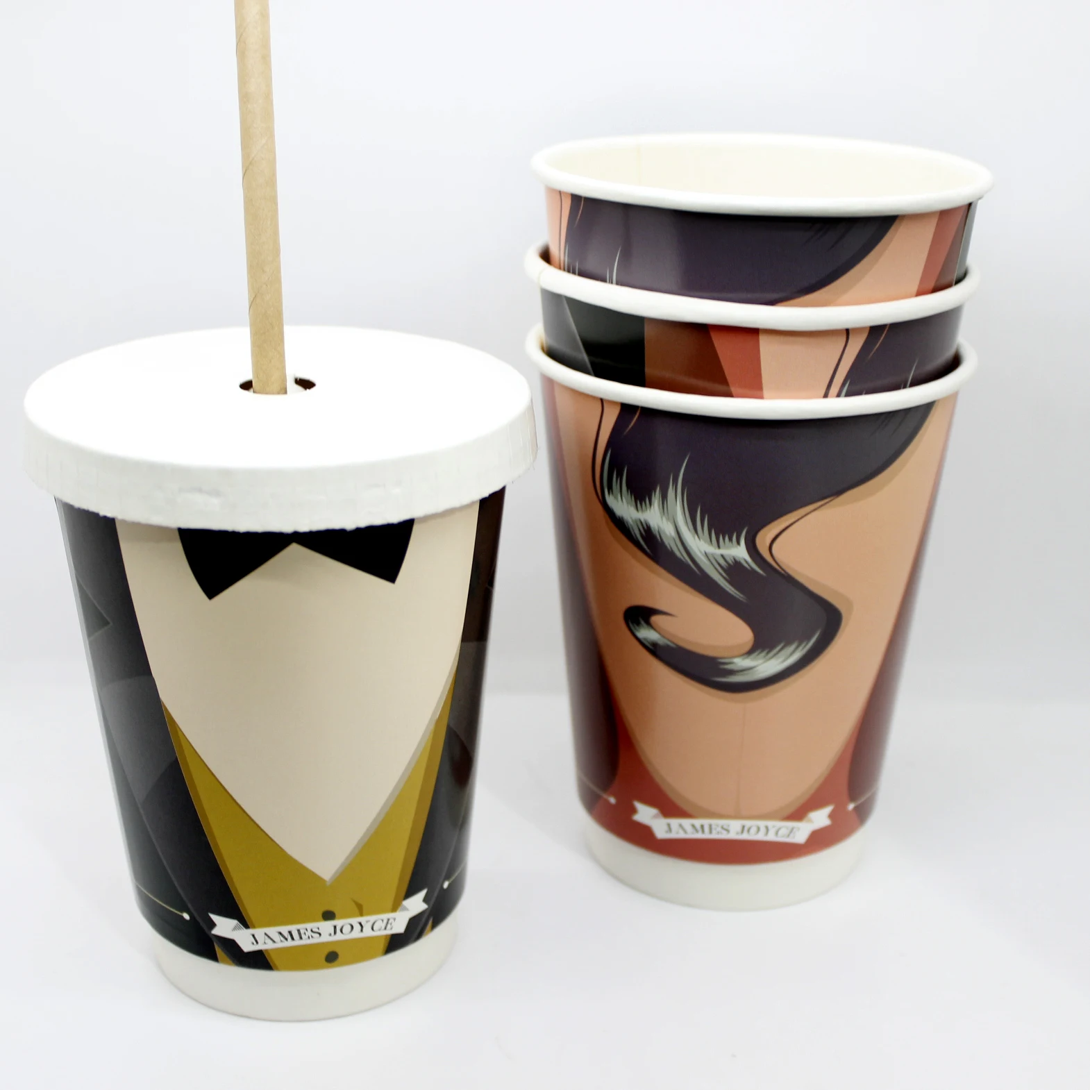 Hopewell Factory Price Custom Printed Logo Coffee Cups 16oz Single Wall Paper Cup Disposable Paper Cup With Paper Lid