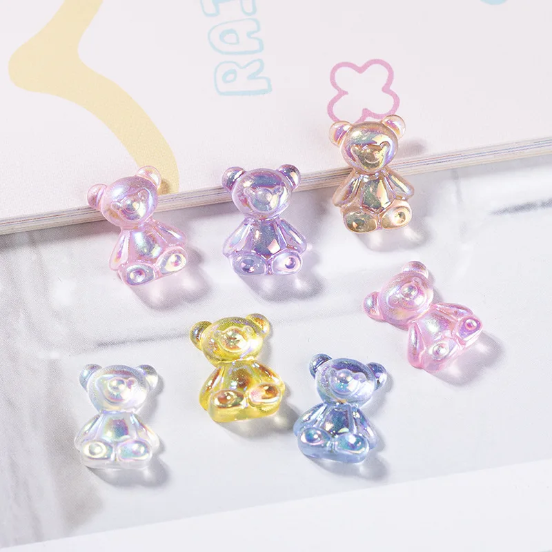 3D Bear Colorful Resin Bear Nail Stickers DIY Cartoon Nail Decoration for phone diy case