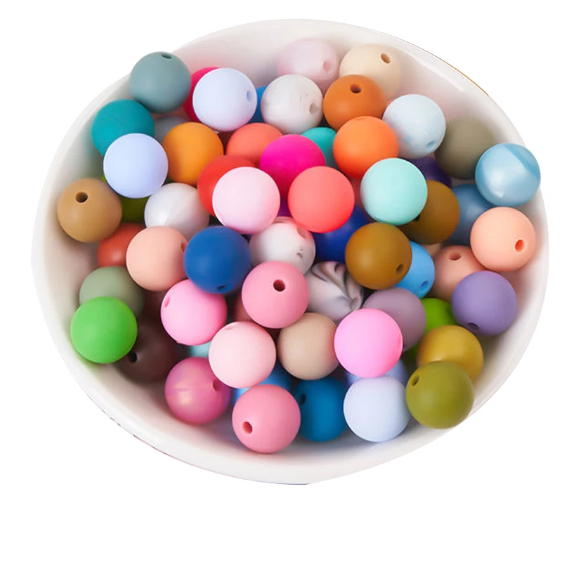New Products Chain Bulk Color Teething Beads Keychain Bracelets Silicone Beads