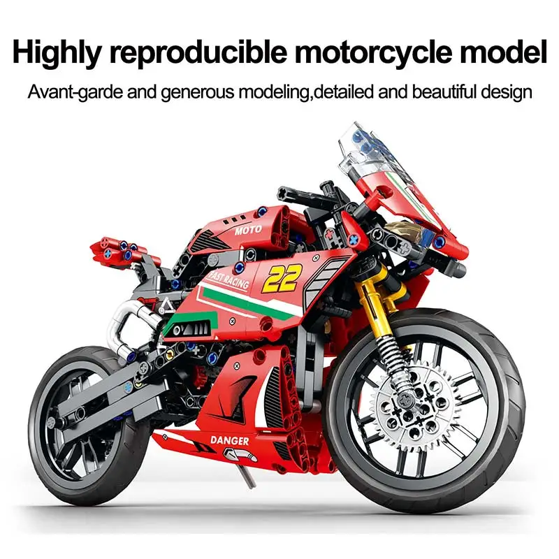 Technology Motorcycle Building Blocks 470 Pcs Construction Toys Motorcycle Model Building Bricks Sets