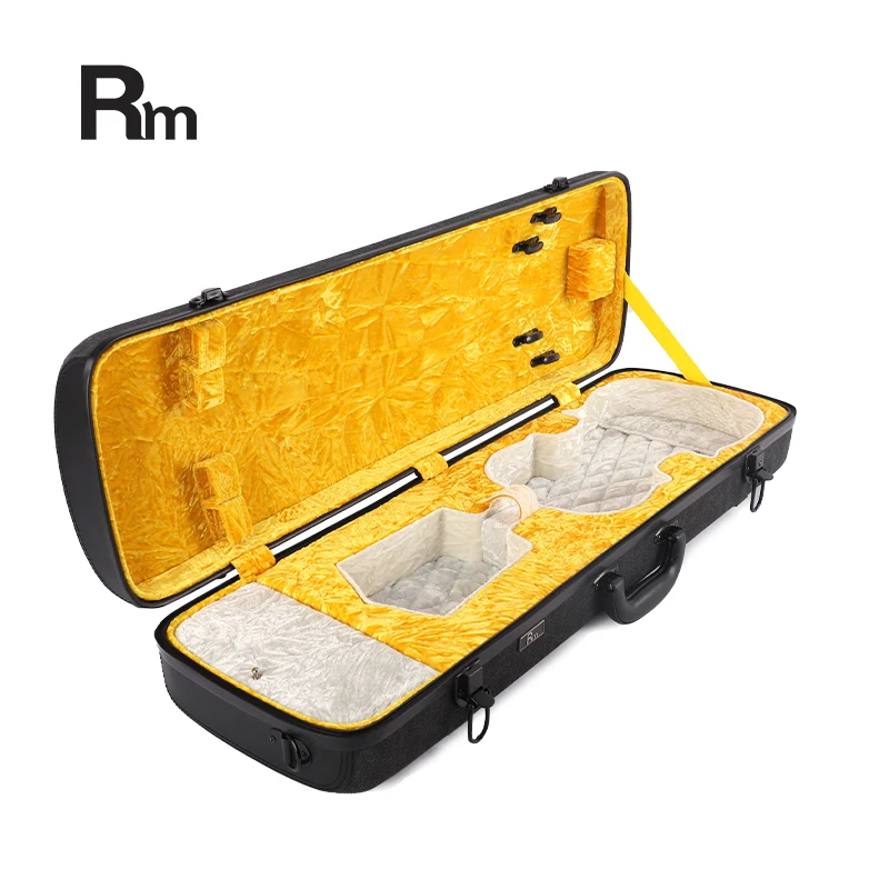 RM factory direct sales custom square shockproof full size fiberglass hard shell high-grade violin case musical instrument case