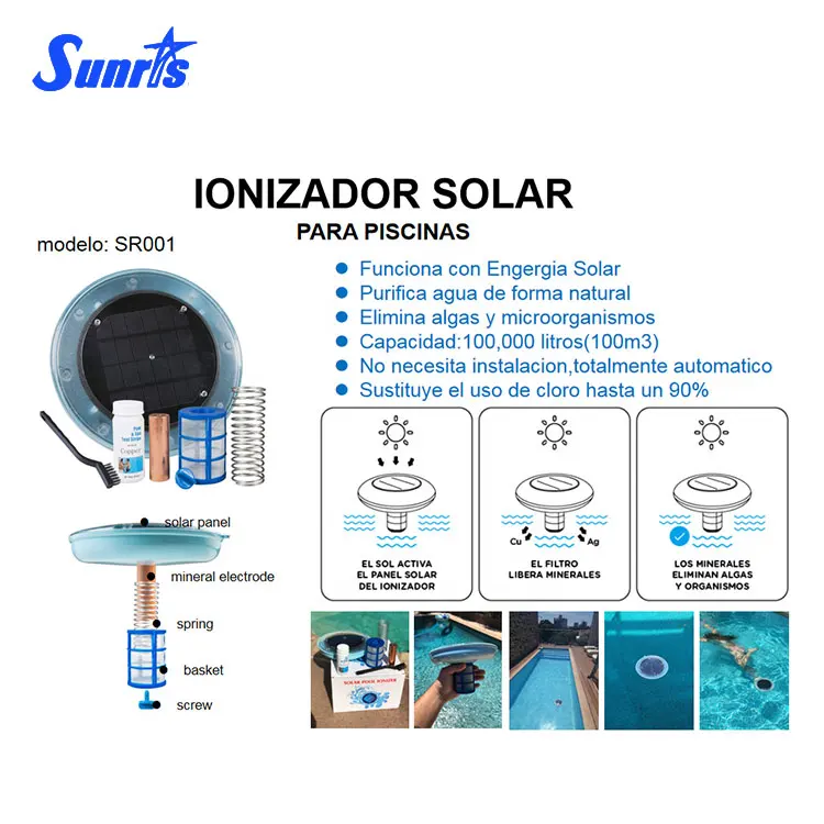 Sunray Portable Swimming Pool Accessories Pool Water Ionizer Copper Pool Water Ionizer with Solar Panel