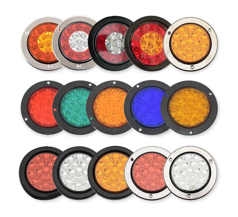 24V 16 LED Car Round Taillights Rear fog Light Stop Brake Running Reverse Lamp For Truck Trailer Lorry