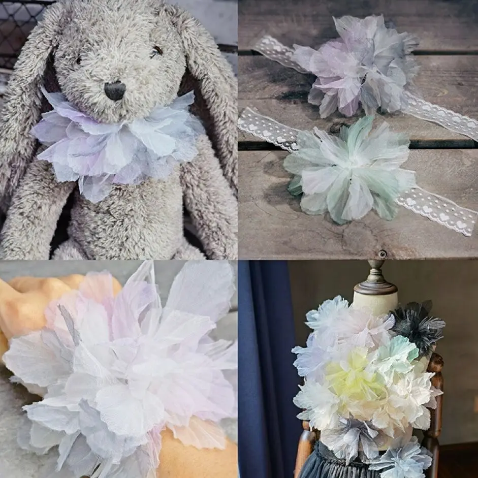 13cm Multicolor Organza Gradient Lace Fabric 3D Flower Decoration Accessories Wedding Dress Corsage Fabric