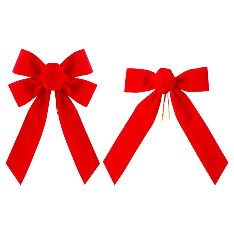 Red Bows Double Ear Bows Christmas  velvet  beautiful ribbon bows for box decoration,birthday and party ribbons de