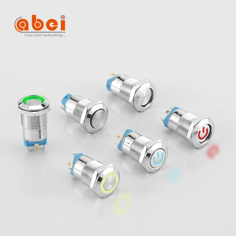12mm Momentary on off latching LED 4pin 2pin high actuator Mini Metal push button switch 3-6V 12-24V 220V