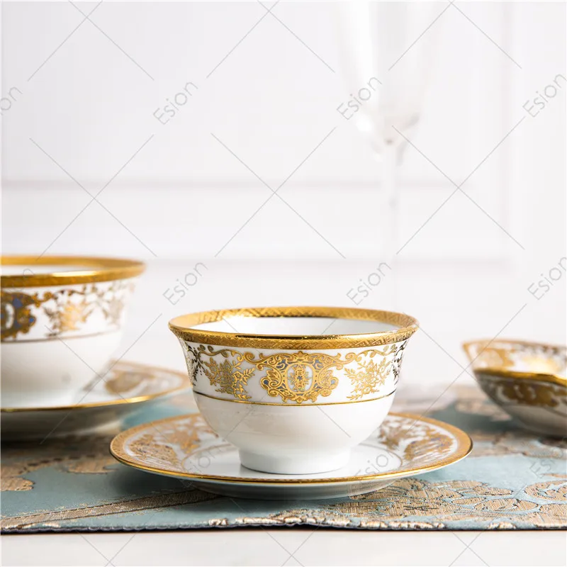 europe luxury gold rimmed big capacity white mixing fruit salad soup serving ceramic large bowls porcelain