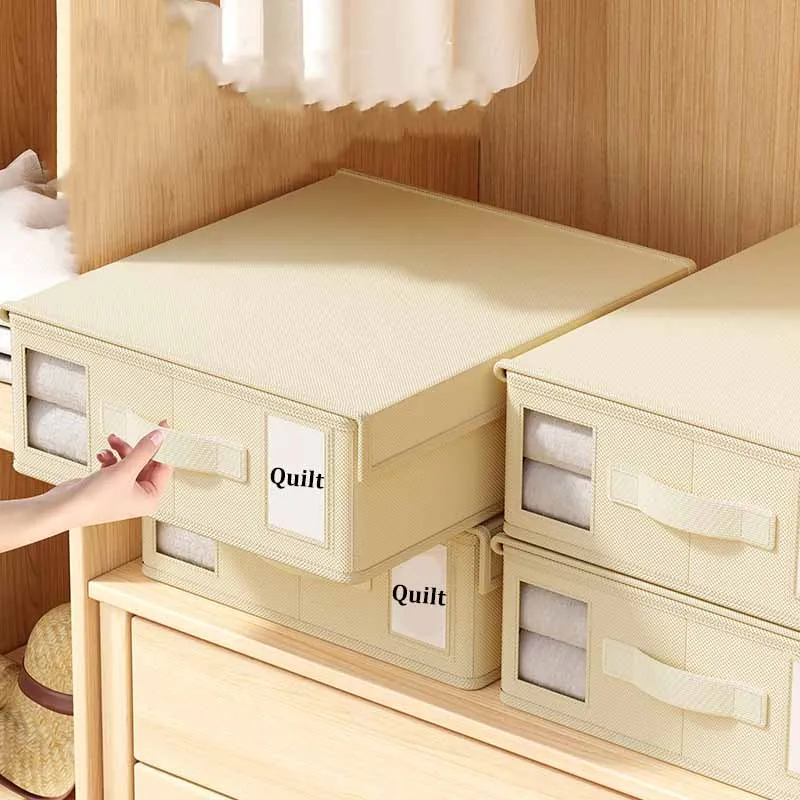 2024 Temu New Design Blanket Bedsheet Quilt Comforter Foldable Non-Woven Fabric Sheet Storage Box For Home Organizer With Labels
