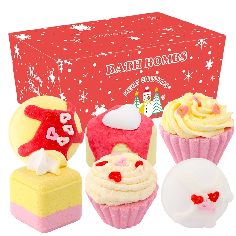 OEM Christmas Organic Bath Bomb Shea Butter Bath Balls Natural Crucial Oil Sea Salt Bath Beads Set