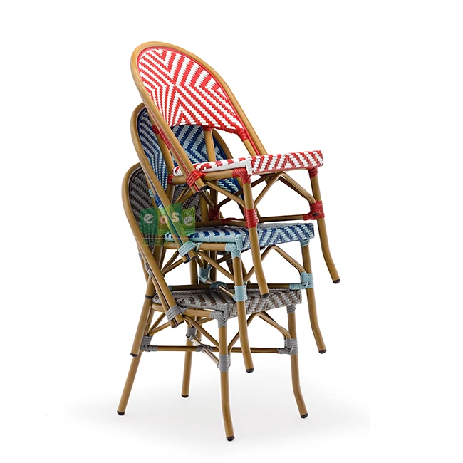 French stackable red wicker weaving bistro chair outdoor furniture (E1185)