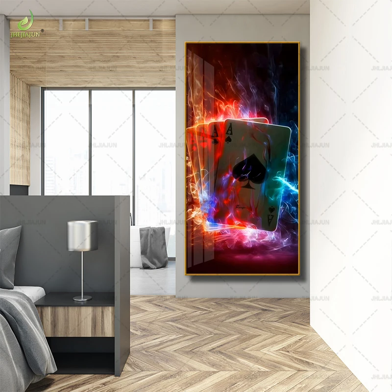 Luxury Decoration HD Printed Canvas Painting Spades A Crystal Porcelain Painting Home Decoration and LED Mural Painting