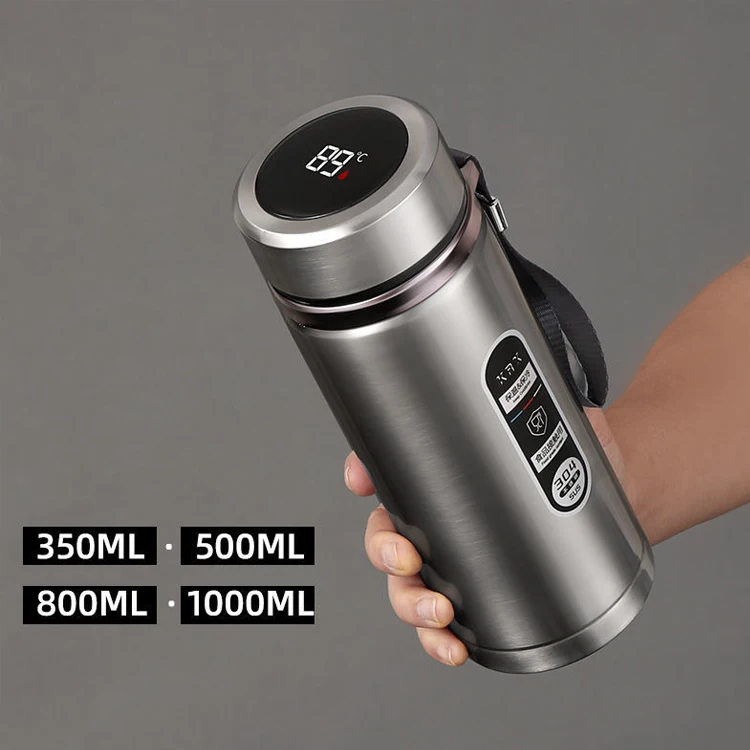 500/800/1000 ml Stainless Steel Smart Thermal LED Temperature Display Thermos Vacuum Flask Insulated Water Bottle with Filter