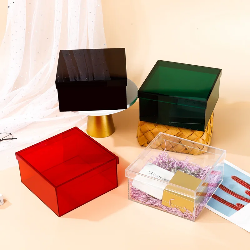 Wholesale Custom Transparent Gift Decoration Box Hand-made Display Box Acrylic Geometric Flower Box