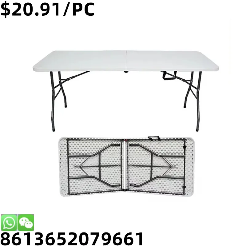 Factory Wholesale Outdoor Meeting Fold-in-half Portable Folding White Plastic Table