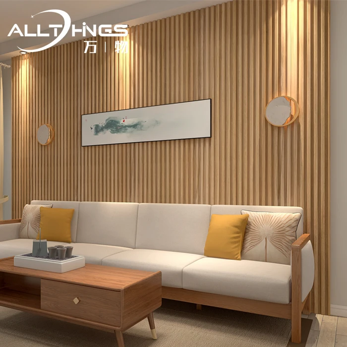 Philippines top seller Grooved grille background with three grille wood grain wall panel bamboo wall board