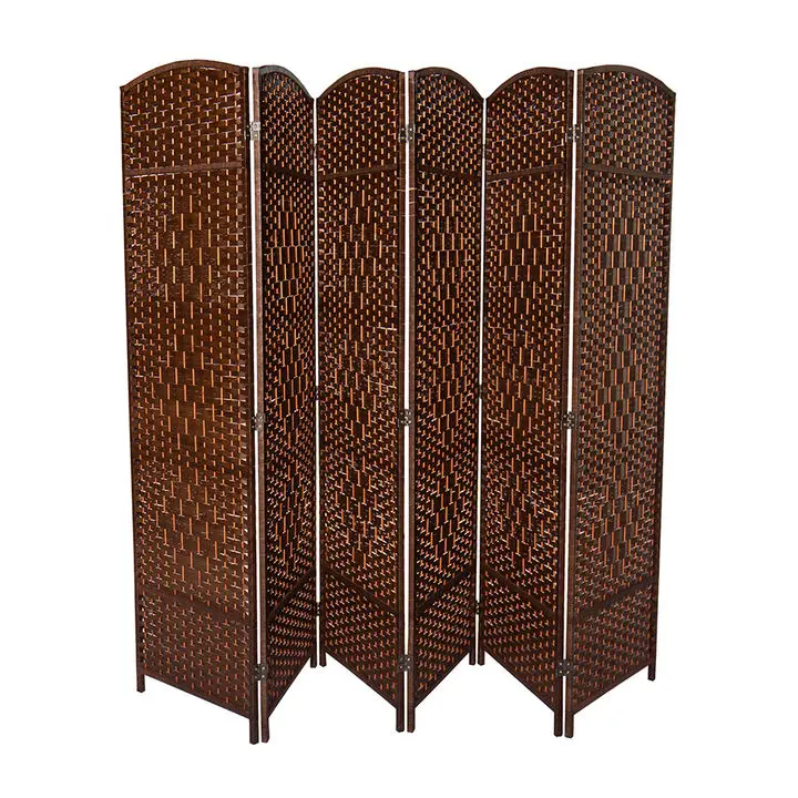 Diamond Weave Fiber Room Divider,6 Panel Room Divider/Screen, Room Dividers and Folding Privacy Screens 6 Panel