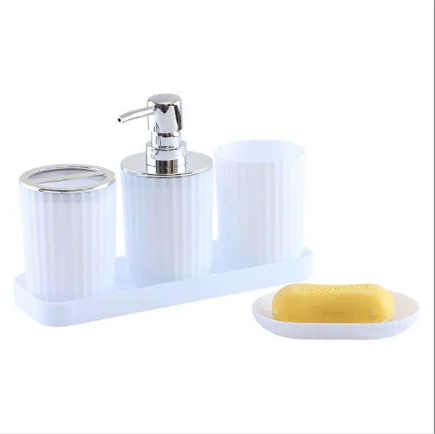 Custom Logo Bathroom Accessories Five-piece Suit Set Tooth-Brushing Cup Press Emulsion Bottle Sets