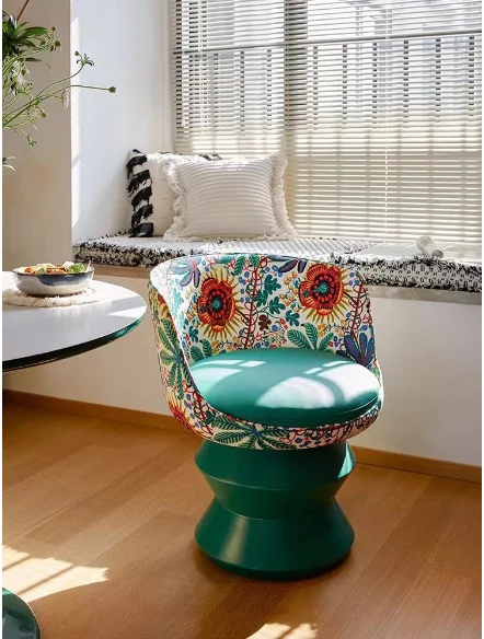 Italian designer glass fiber luxury printed fabric dining chair  Nordic doll chair