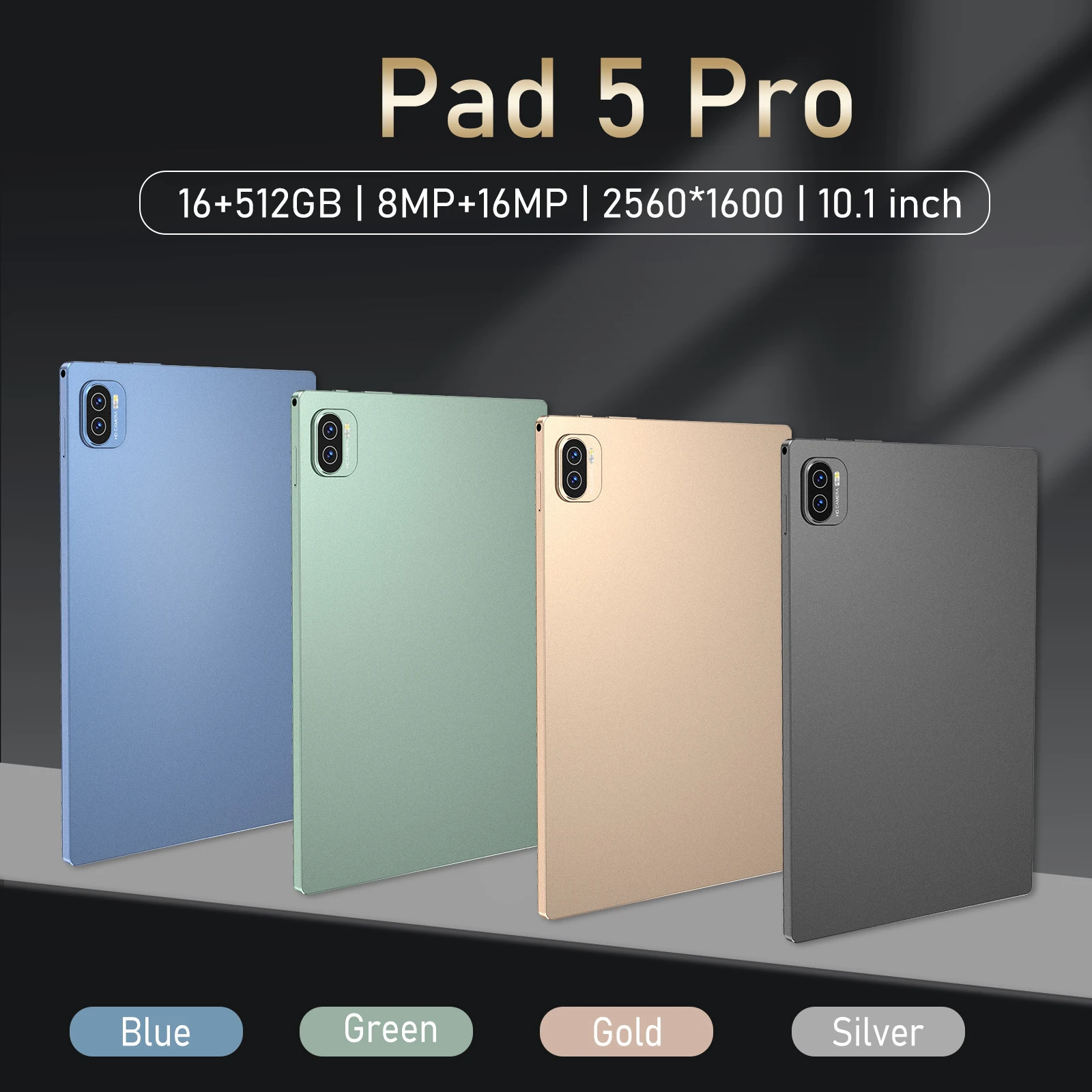 Hot Selling Pad 5 Pro original 16GB+512GB 10.1 inch 8MP+16MP Tablets Unlocked Smart Android Tablet PC 5G