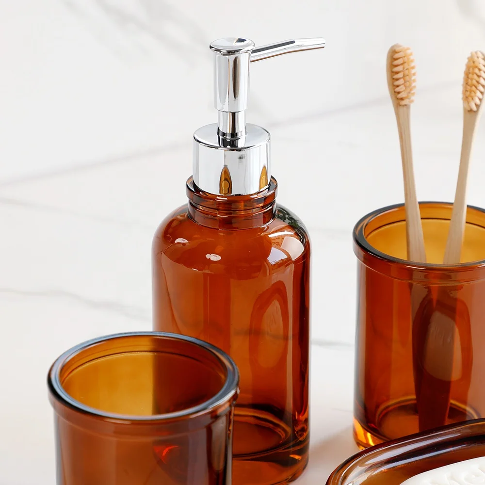 Hot Sale  Luxury Four-piece Glass Bathroom Accessories Set