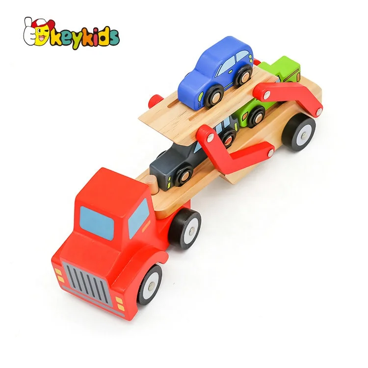 high quality mini wooden transport car carrier truck toy for kids W04A428