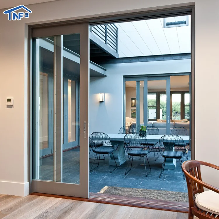 Heat proof Slim Frame sound-proof Aluminium Alloy Frame House use  glass sliding patio door