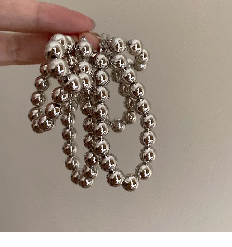 2023 New Arrival Fashion Jewelry Silver Beaded Handwoven Earrings for Women Design CCB Handmade Silver Drop Earrings