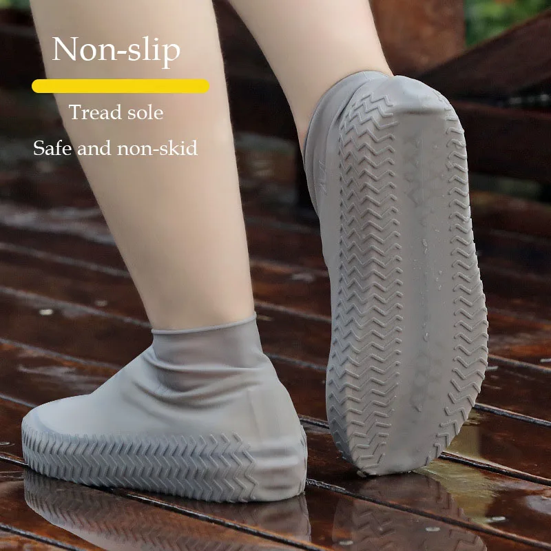 Material Unisex Covers Shoes Disposable Plastic Outdoor Zipper For Men Bike Rubber Reusable Rain Waterproof Silicone Shoe Covers