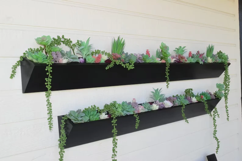 202407 Curb Appeal Long Modern Succulent Planter  Indoor & Outdoor Garden Succulent Box Extra Long Wall Planter