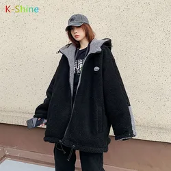 2021 reversible / Two-sided jacket women new winter Korean retro loose padded lamb wool cotton padded coat
