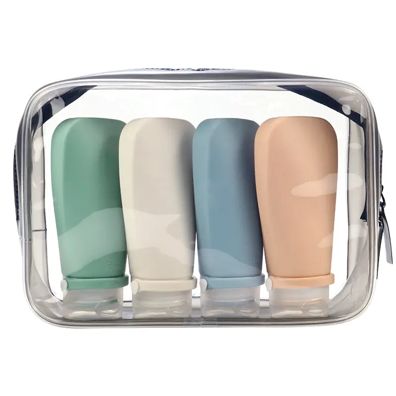 90ml/100ml Empty Leakproof Squeeze Airplane Silicone Travel Cosmetic Packaging Bottle Container Travel Set Kit for Liquid Travel