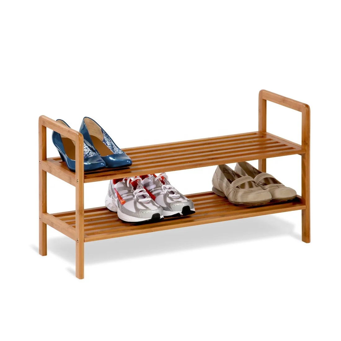 Hot Sale 2 layer Stackable Bamboo Shoe Rack Storage Rack For Home BSCI Factory