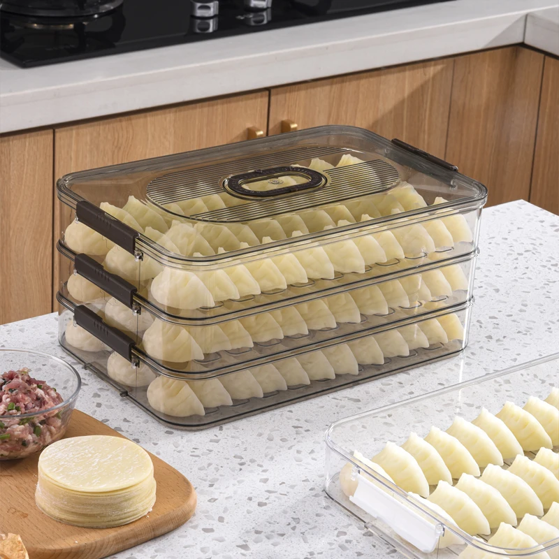 Multi-Layer Transparent Dumpling Box Refrigerator Keep Fresh Storage Box dumpling box storage container with lid for fresh