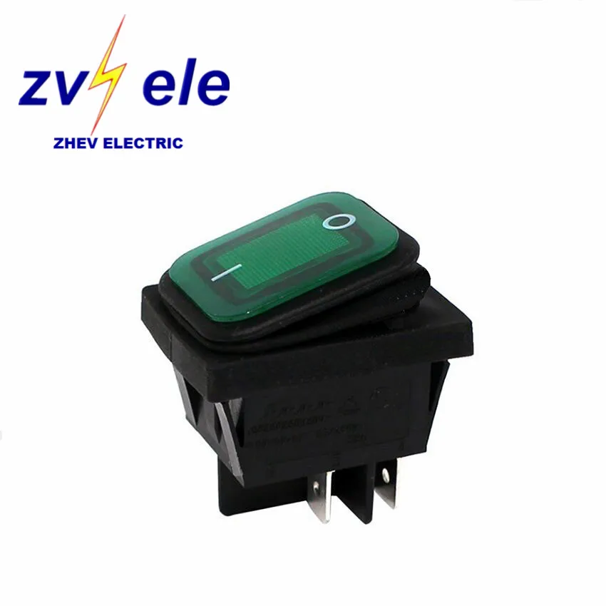 4 Pins KCD4-201 Waterproof Rocker Switch With LED 30x22mm 16A 250V
