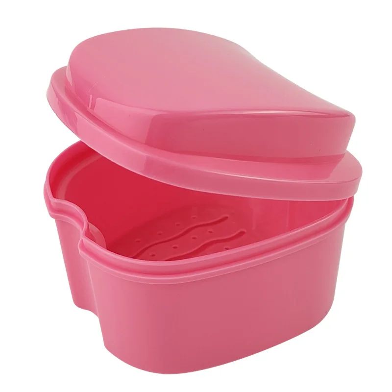 Denture Case Orthodontic Dental Retainer Box False Teeth Storage Container Denture Cleaning Box with Filter