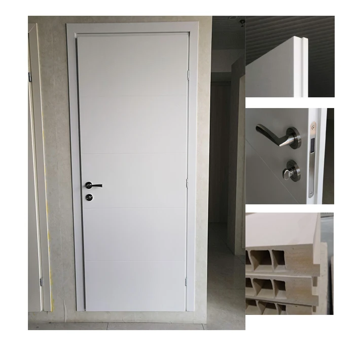 WPC Italy style door with pipe hinges in white for interior house bedroom door
