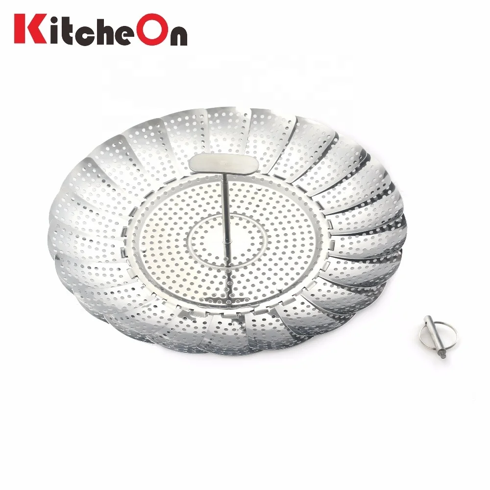 Wholesale Folding Stainless Steel Instant Pot Vegetable Steamer Basket with 2 Detachable Handle