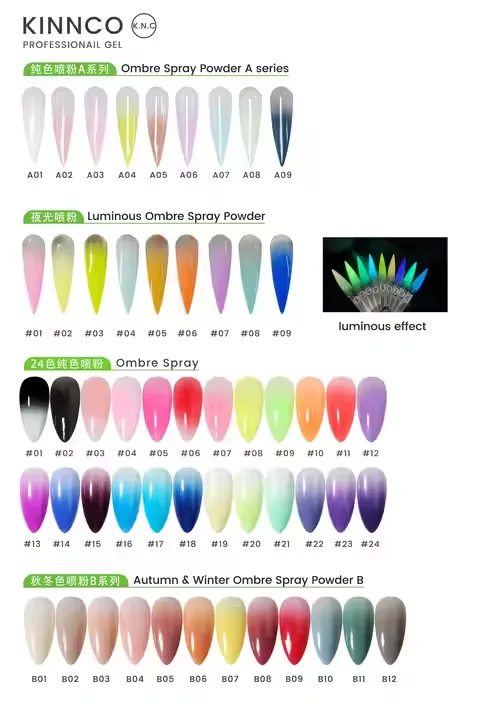 KNC Nail Pure Color B Ombre Spray Powder Nail Shadow Spray Mist Gradual Effective Pigment Powder With Spray Bottle
