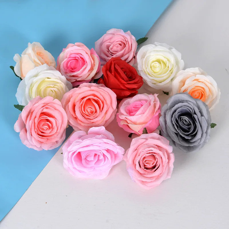 Manufacturer Wholesale 10 Cm Bulk High Quality Flower Head Silk Artificial Rose For Wedding Car Background Wall Arch Decoration