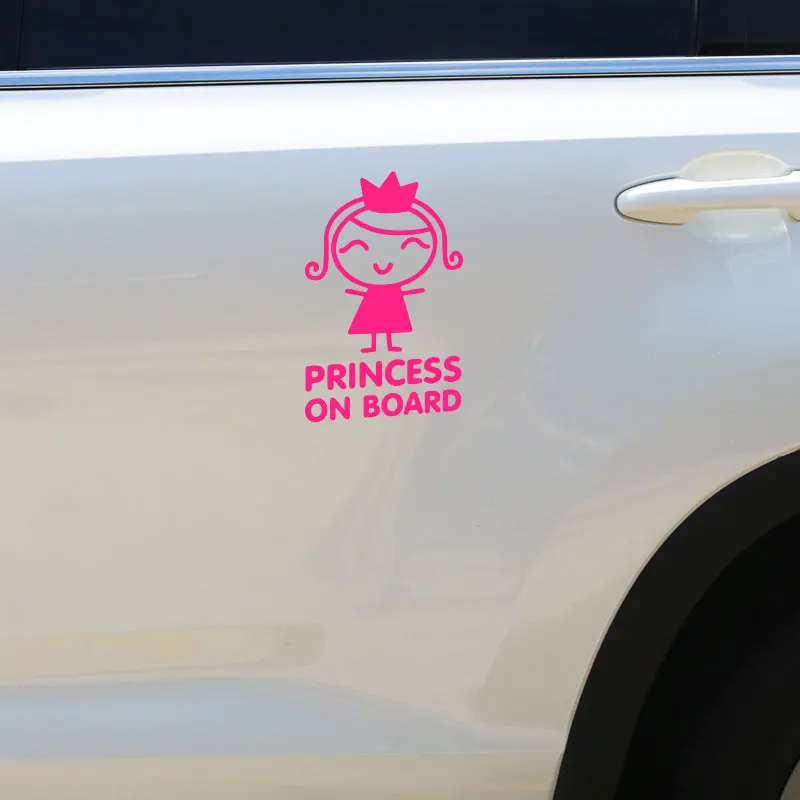 Car exterior decor vinyl decal lady sticker pink princess on board sticker