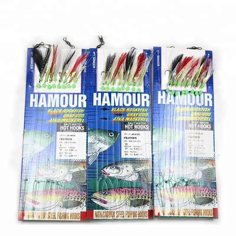10pcs/bag Sabiki Hook Rigs Fishing Tackle Sea Flasher Bait with Luminous