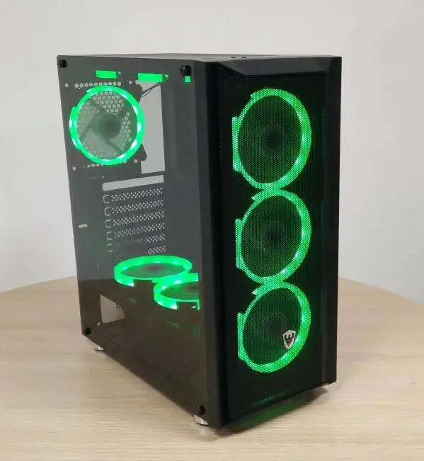 SATE- Gaming Case RGB Fans ATX Case Gaming Tower PC Case With 3PCS 120mm RGB Fans Glass Transparent Panels RGB Lighting K874