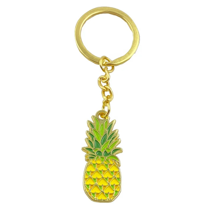 Free mold fashion custom metal soft enamel pineapple key chains