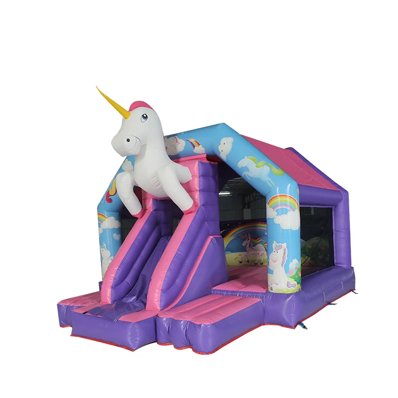 
Custom purple unicorn bouncy Castle with small topics for kids 