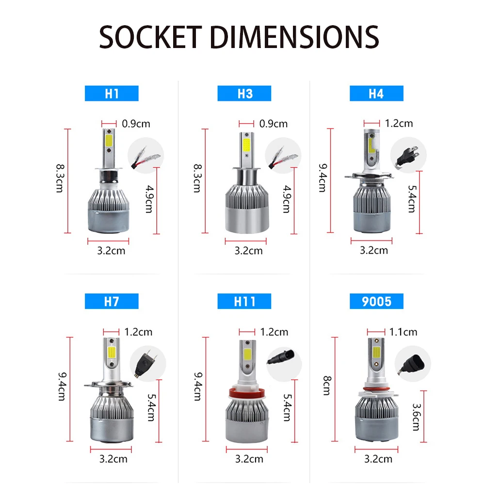 
Factory Super Bright 12000lm 3800LM COB 36W 72W C r e e Bombillo Kit Mini Lights H3 H7 9005 9006 H1 H4 led Headlight C6 